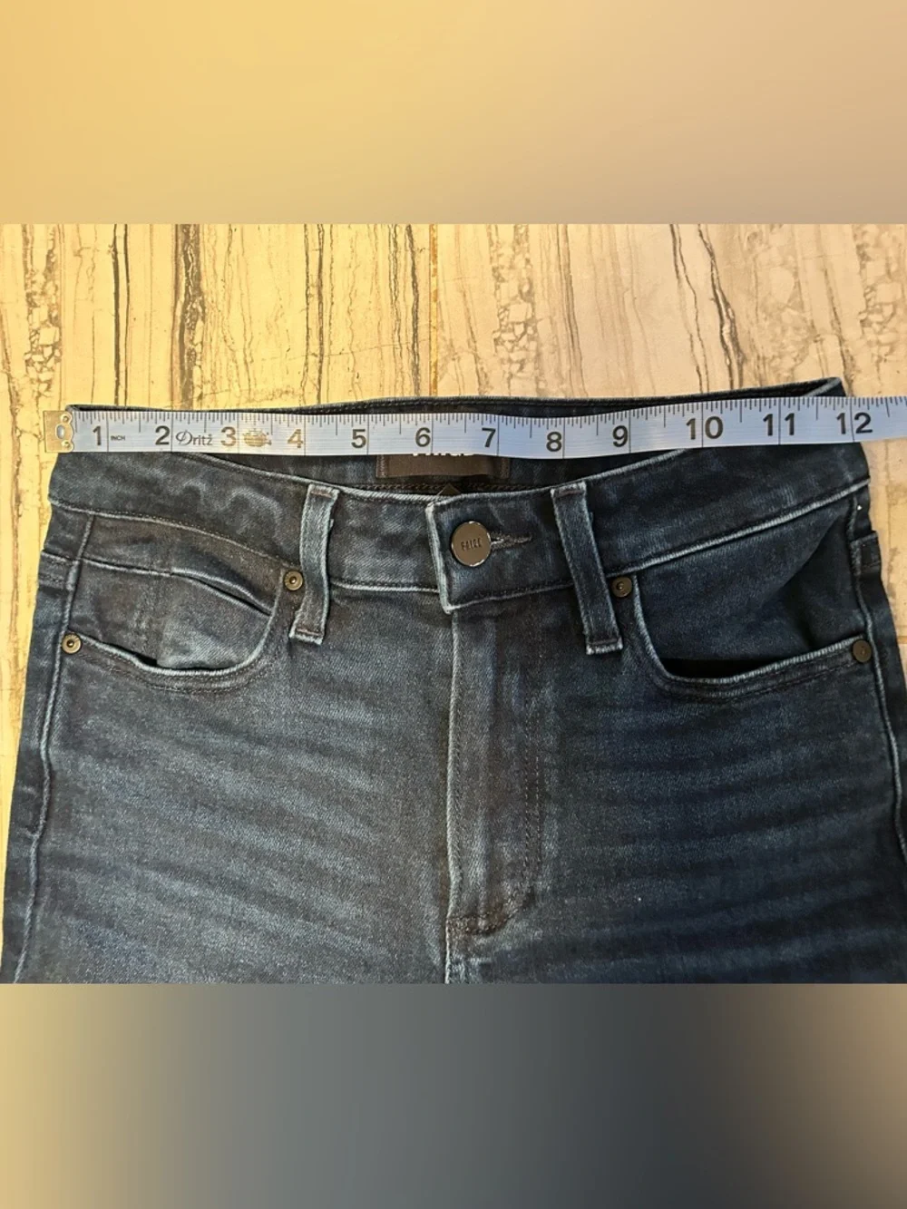 PAIGE Genevieve Dark Blue Flare Stretch Jeans 30” Inseam in Color Novela - Picture 7 of 16